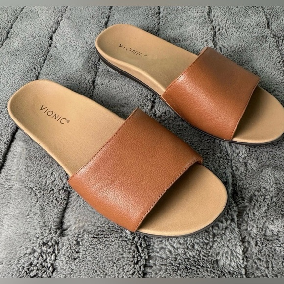 Casual Vionic Women's Tan Slide Sandals - Picture 2 of 12